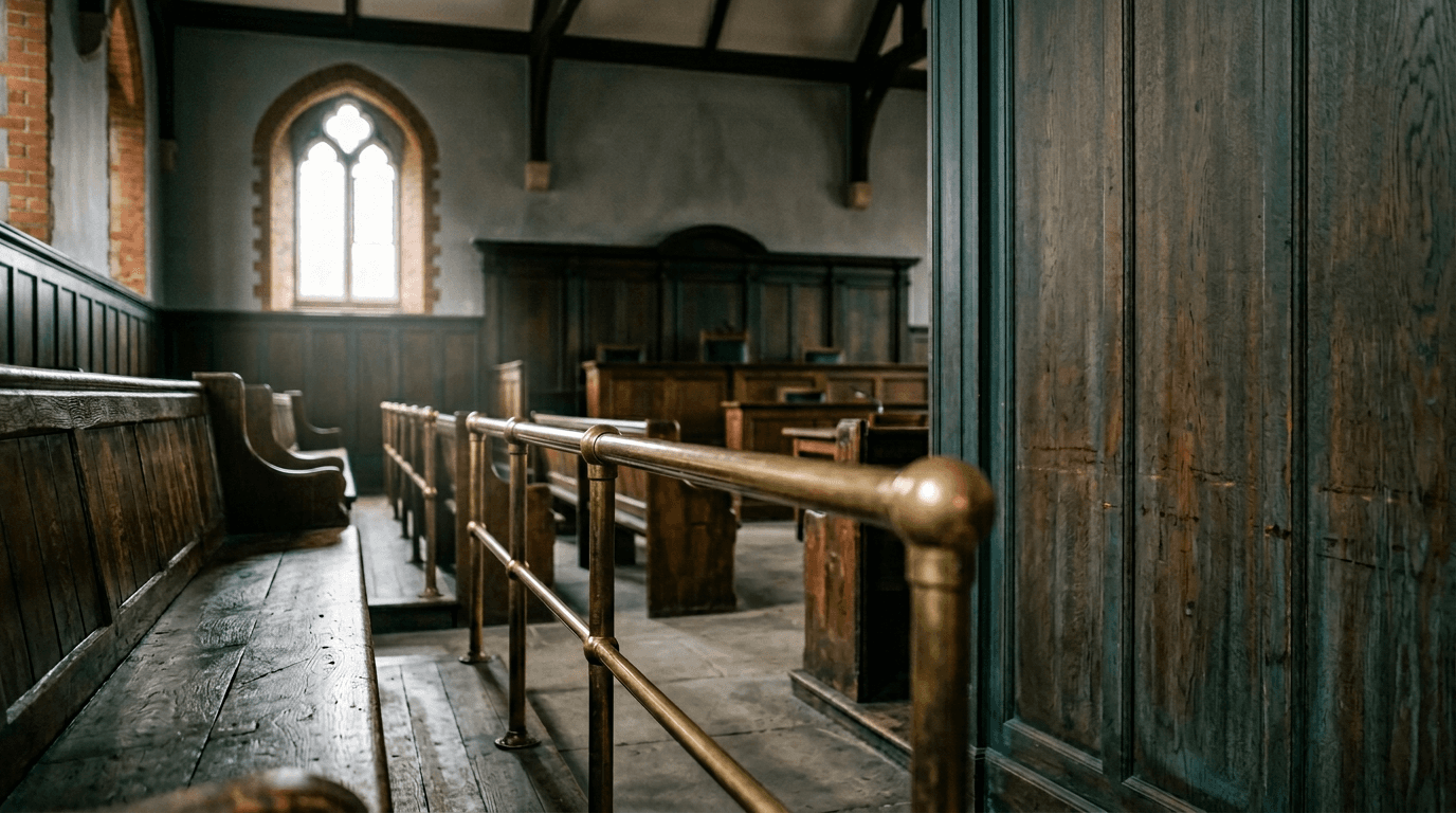 Section 13 Rent Increase Walkthrough 2026 (Form 4 Step-by-Step) — Empty UK courtroom interior — Renters Rights Act guides