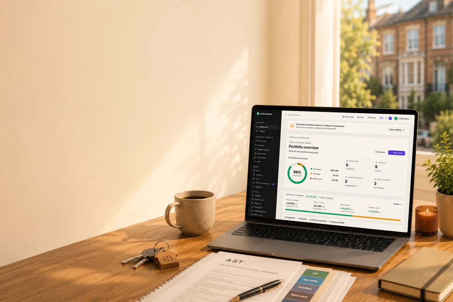 Monthly landlord statements generated from logged rent