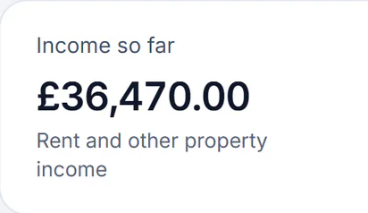 Sample account, Making Tax Digital: income so far £36,470.00, rent and other property income